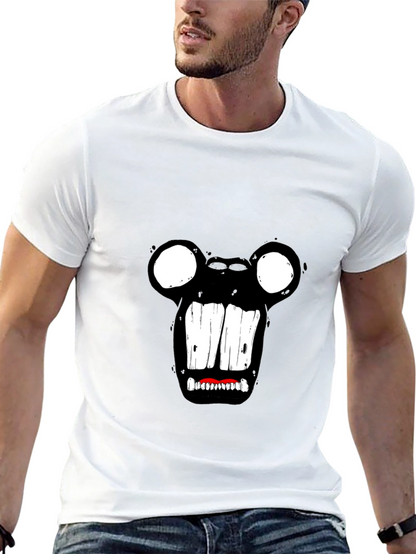 Monster Face Graphic Tee - Black Cotton T-Shirt