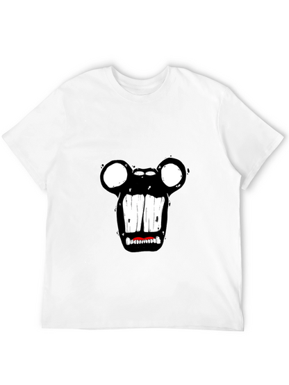 Monster Face Graphic Tee - Black Cotton T-Shirt