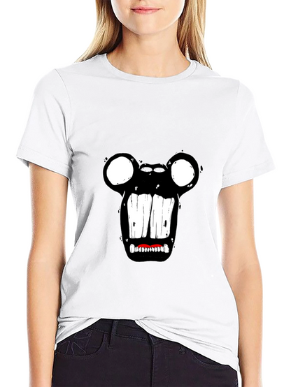 Monster Face Graphic Tee - Black Cotton T-Shirt