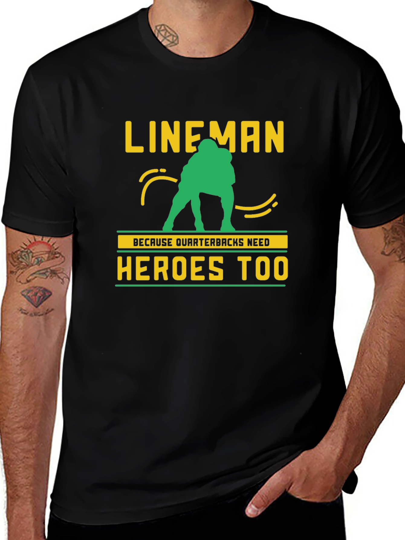 Lineman Quarterback Heroes Graphic Tee