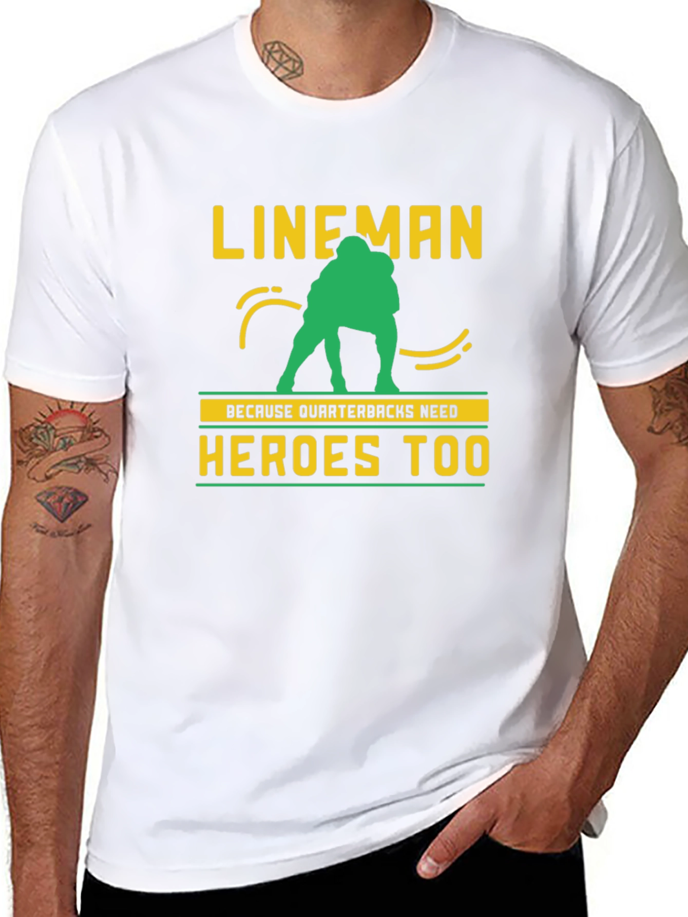 Lineman Quarterback Heroes Graphic Tee
