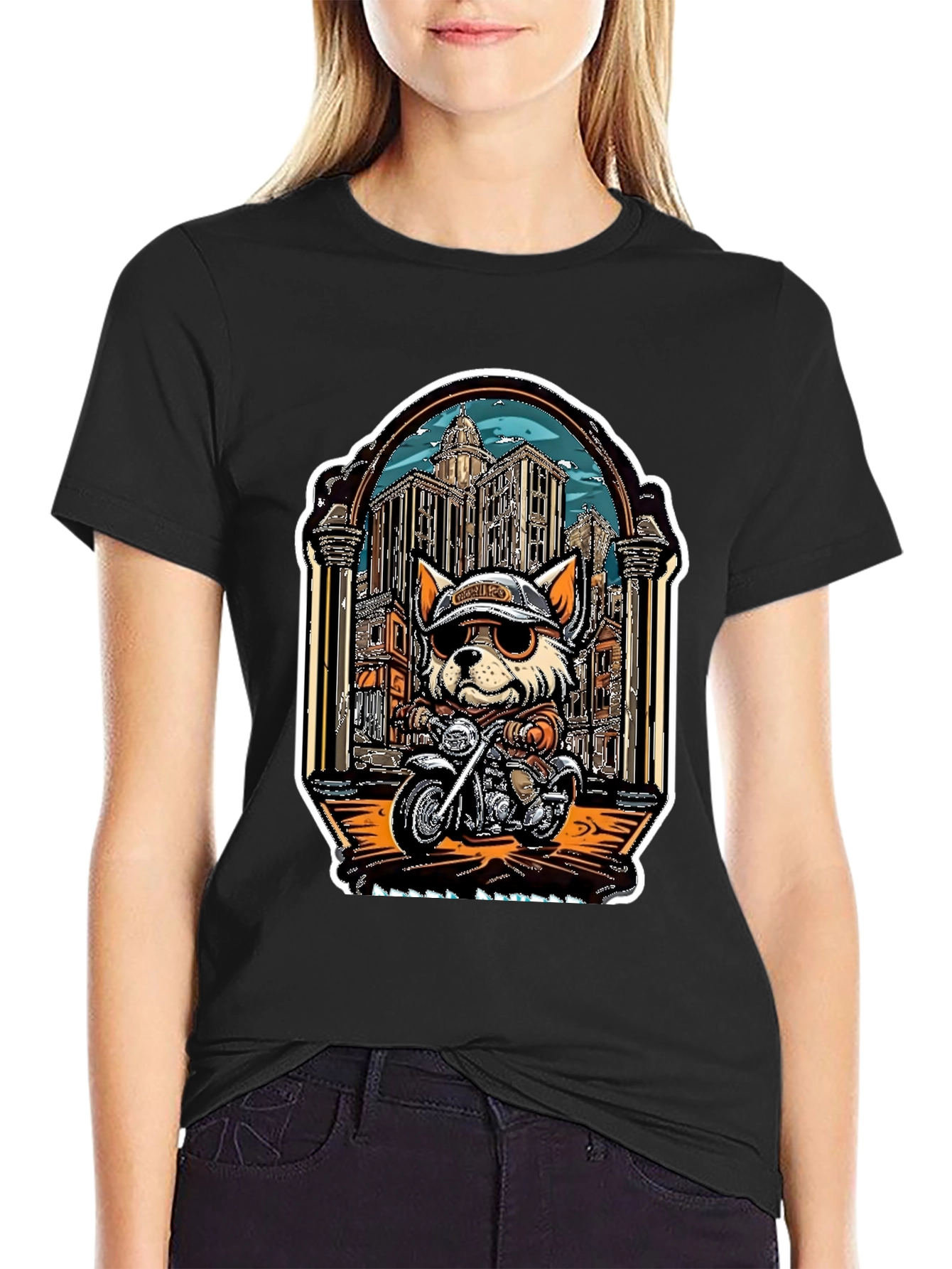 Cool Dog Biker Graphic Tee
