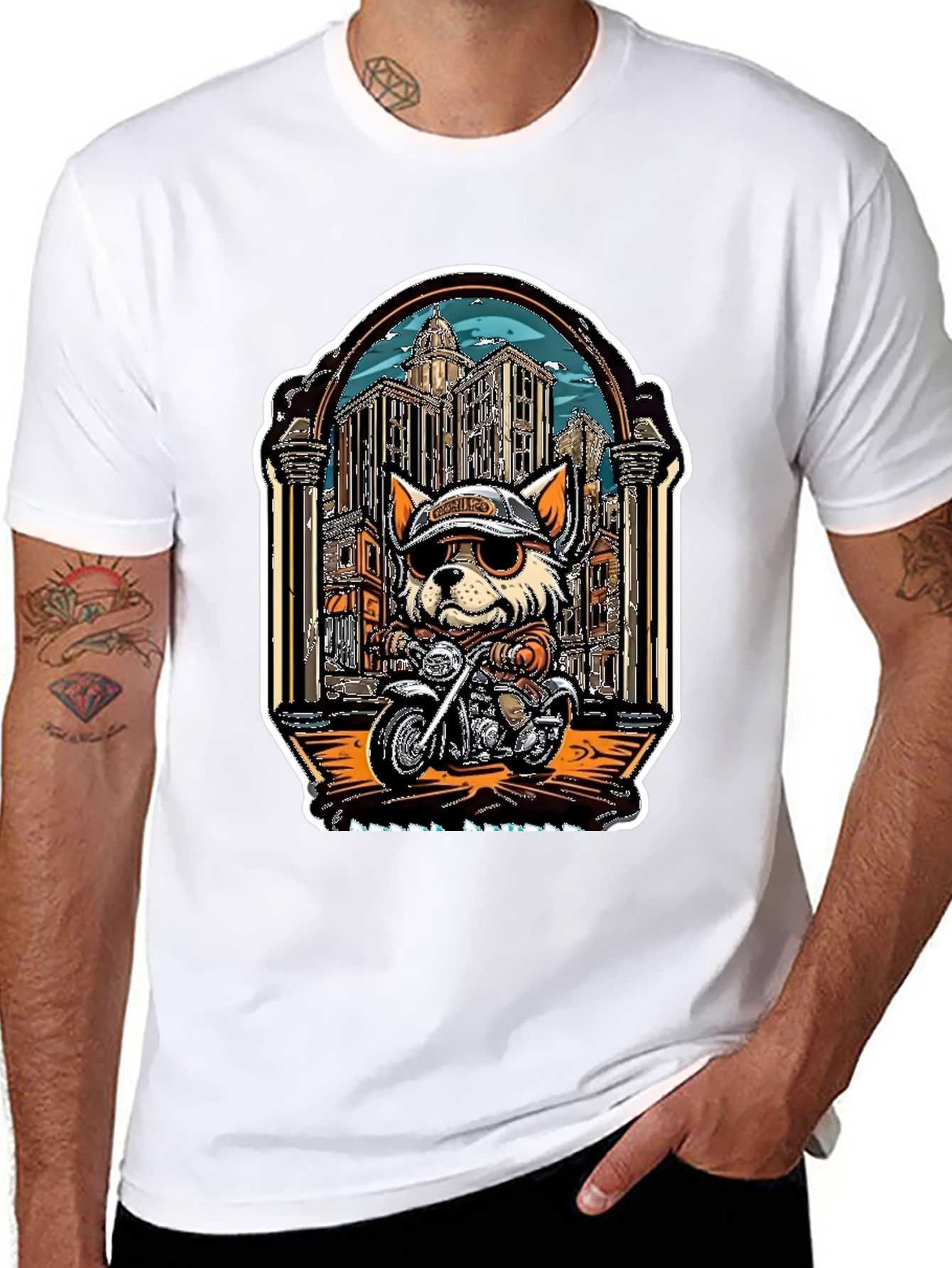 Cool Dog Biker Graphic Tee