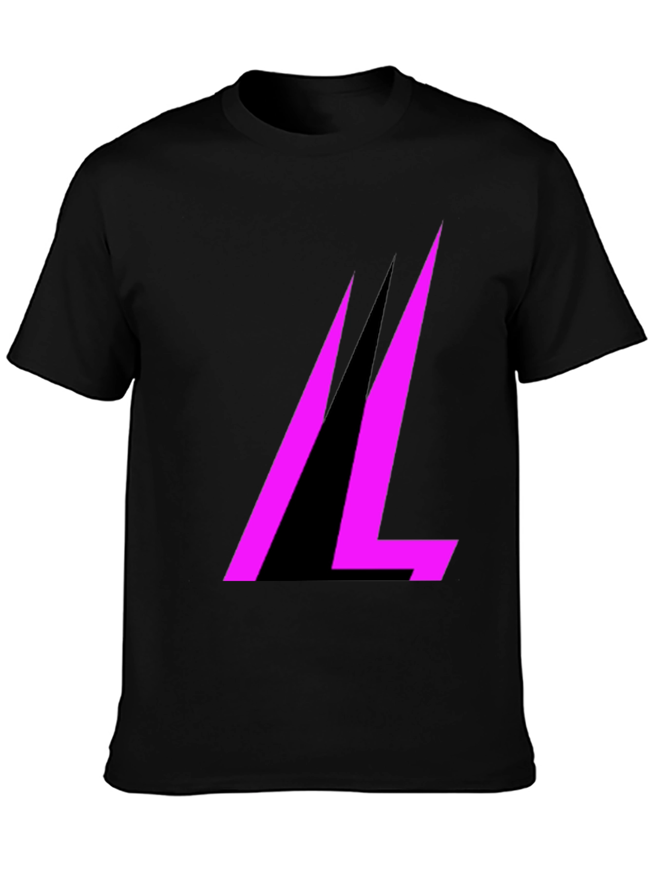 Modern Black T-Shirt with Abstract Pink Design