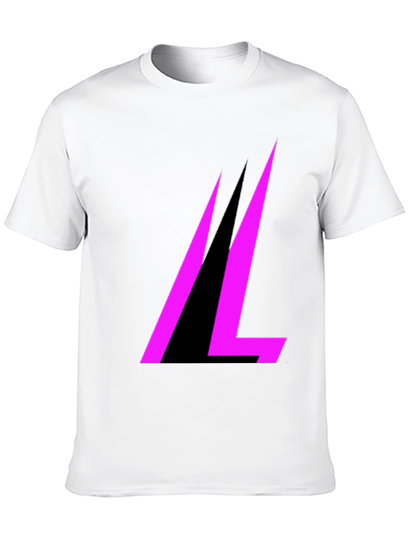 Modern Black T-Shirt with Abstract Pink Design