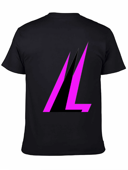 Modern Black T-Shirt with Abstract Pink Design