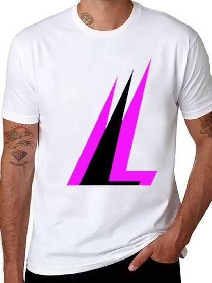 Modern Black T-Shirt with Abstract Pink Design