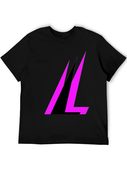 Modern Black T-Shirt with Abstract Pink Design