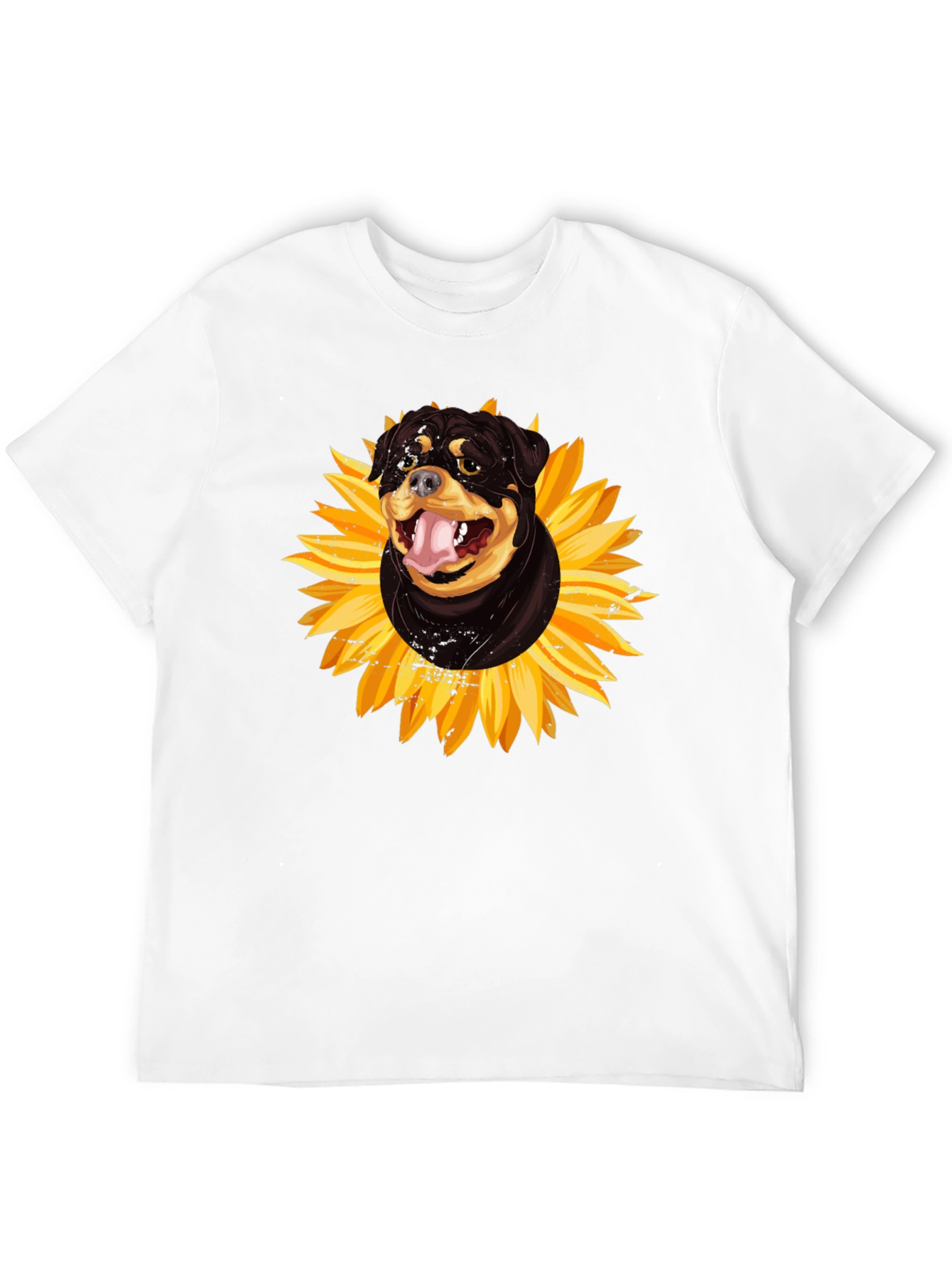 Rottweiler Sunflower Graphic Tee - Black