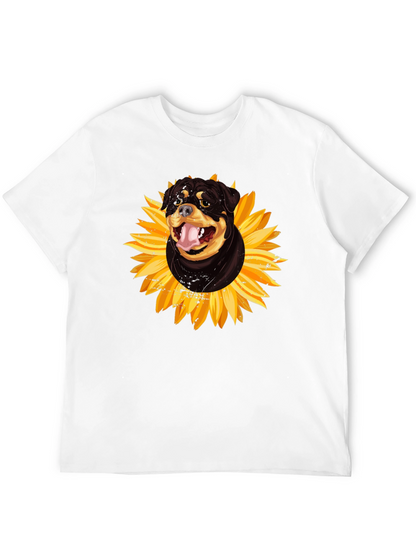 Rottweiler Sunflower Graphic Tee - Black