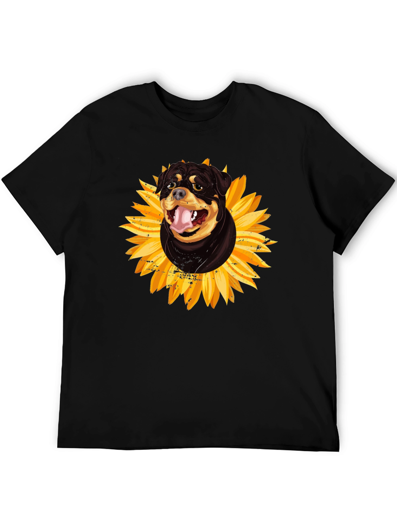 Rottweiler Sunflower Graphic Tee - Black