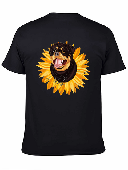 Rottweiler Sunflower Graphic Tee - Black