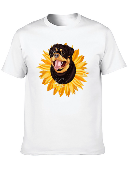 Rottweiler Sunflower Graphic Tee - Black