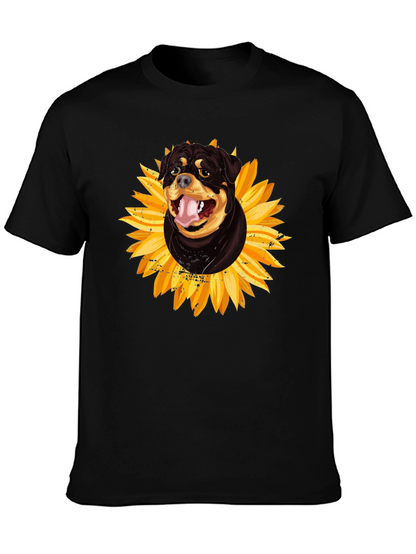 Rottweiler Sunflower Graphic Tee - Black