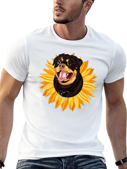 Rottweiler Sunflower Graphic Tee - Black