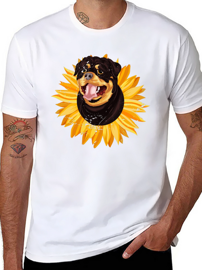 Rottweiler Sunflower Graphic Tee - Black