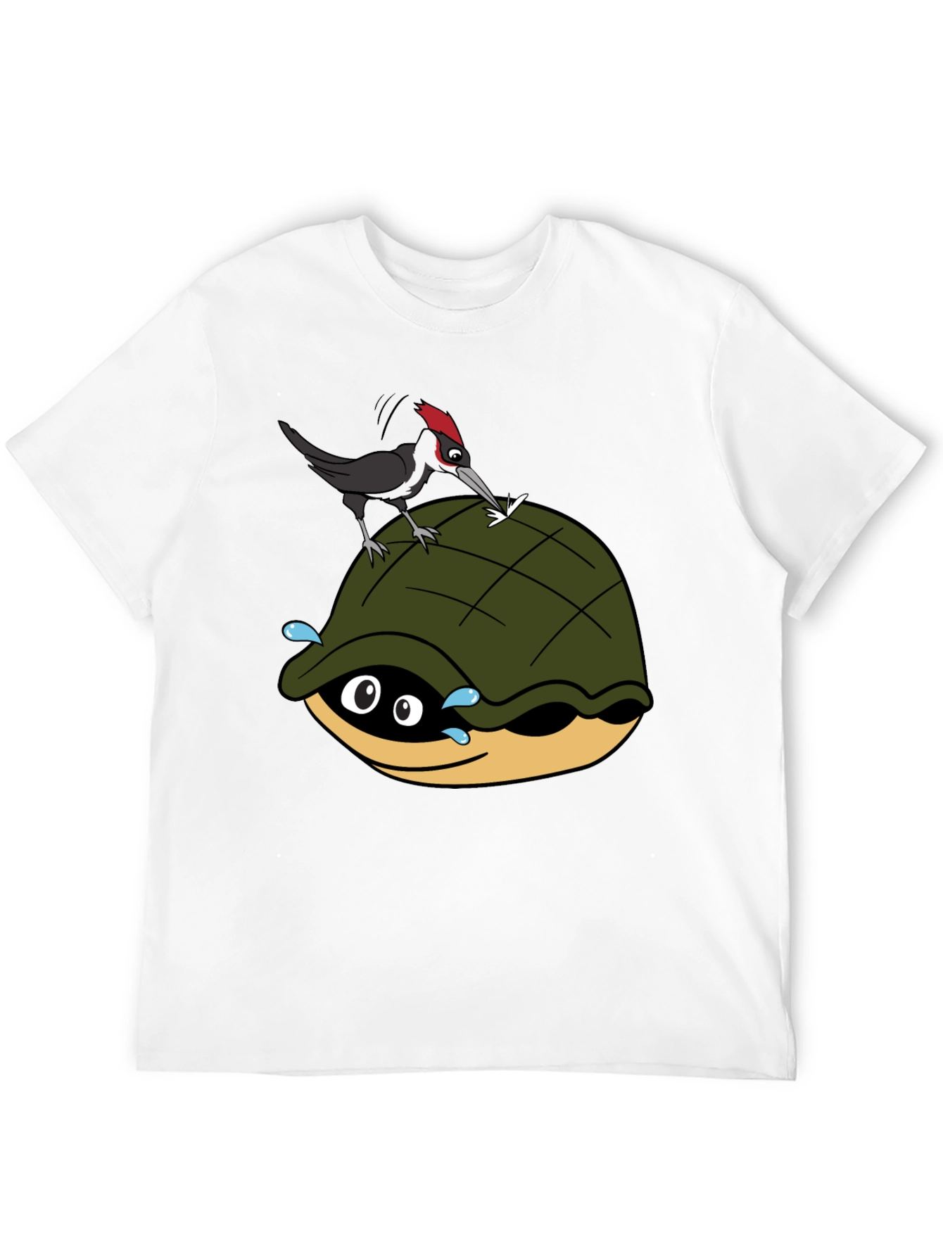 Cartoon Turtle and Woodpecker Graphic Tee