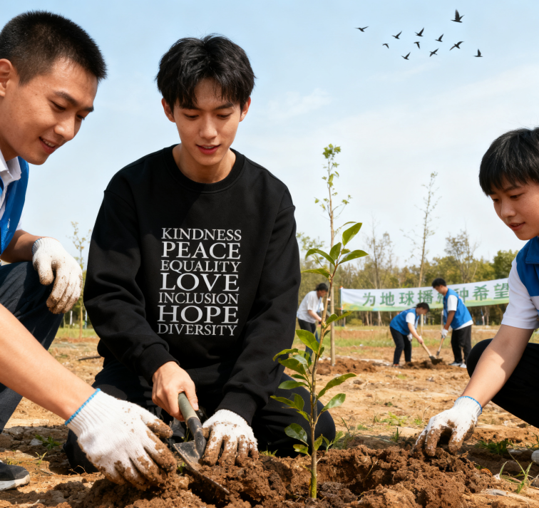 "Kindness Peace Love" Values-Focused Crewneck Sweatshirt