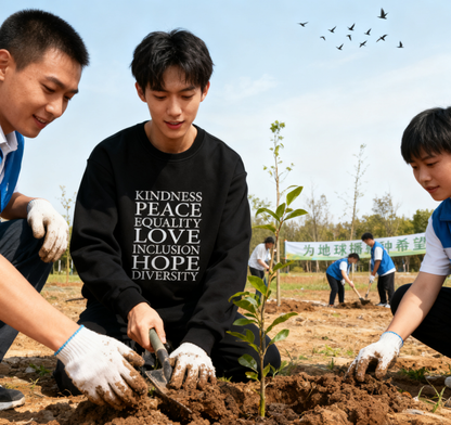 "Kindness Peace Love" Values-Focused Crewneck Sweatshirt