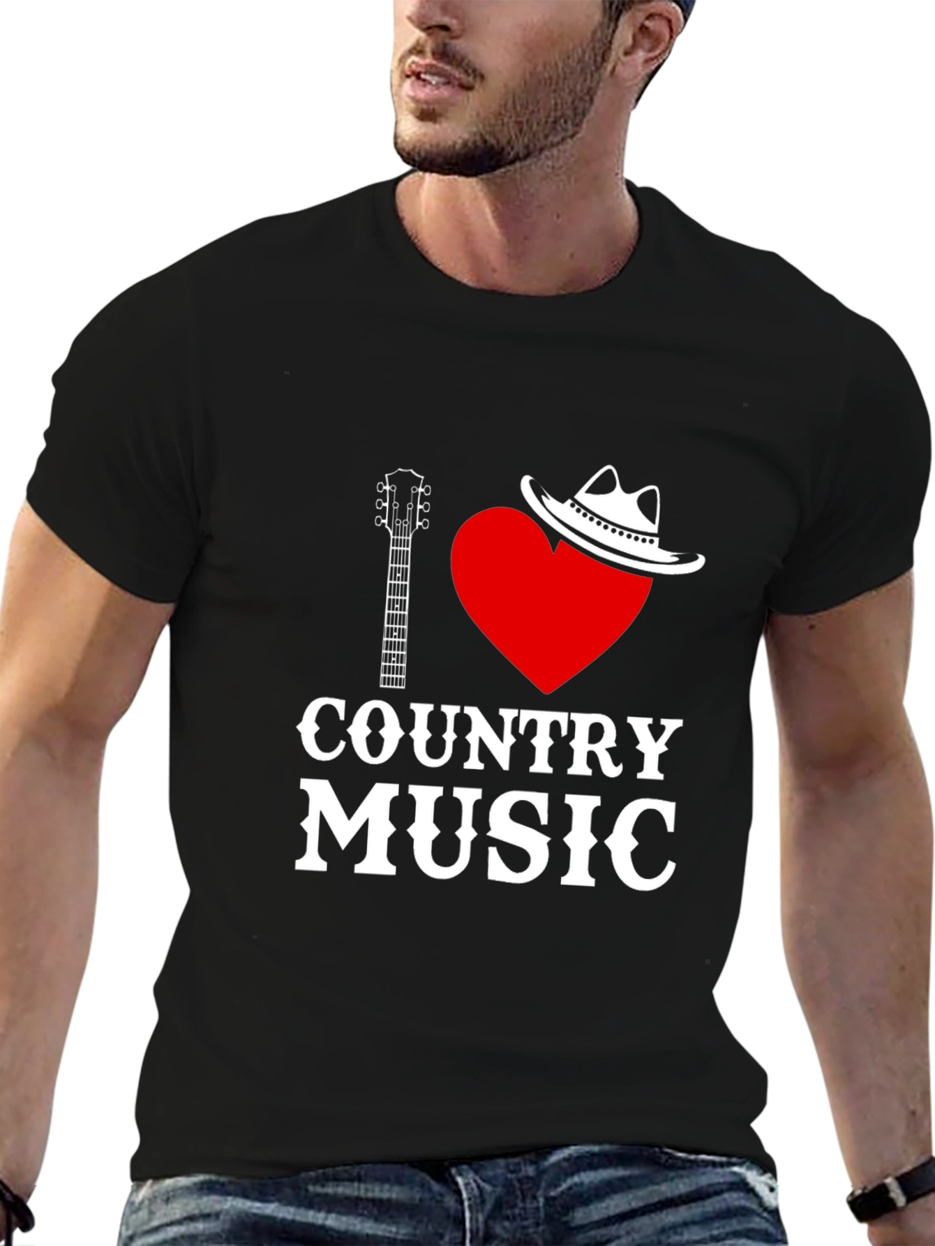 I Love Country Music Black T-Shirt