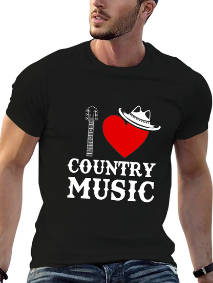 I Love Country Music Black T-Shirt