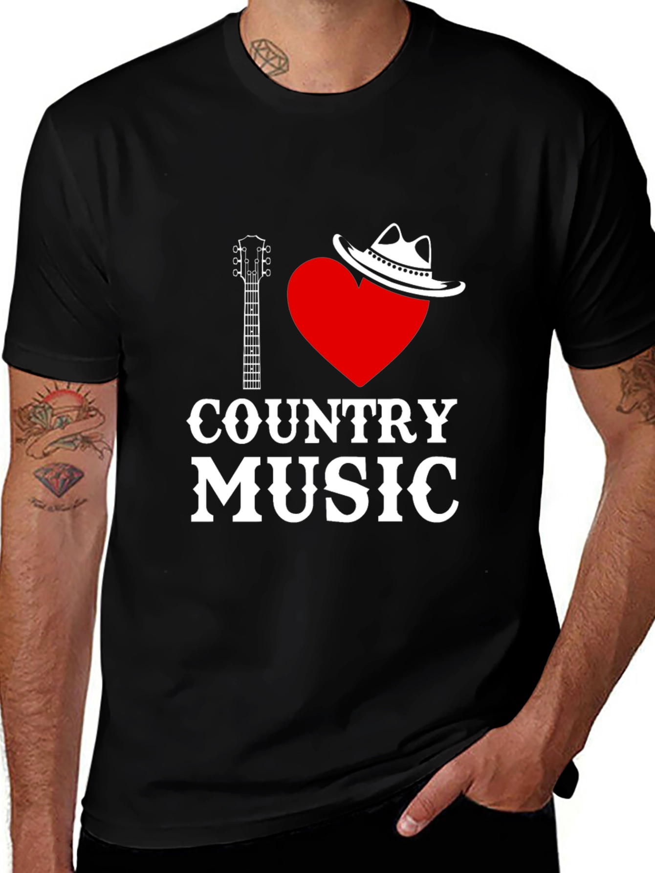 I Love Country Music Black T-Shirt