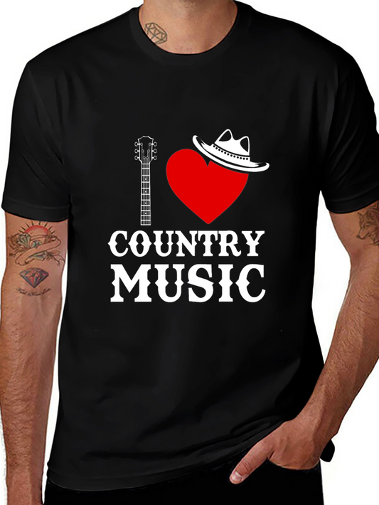 I Love Country Music Black T-Shirt