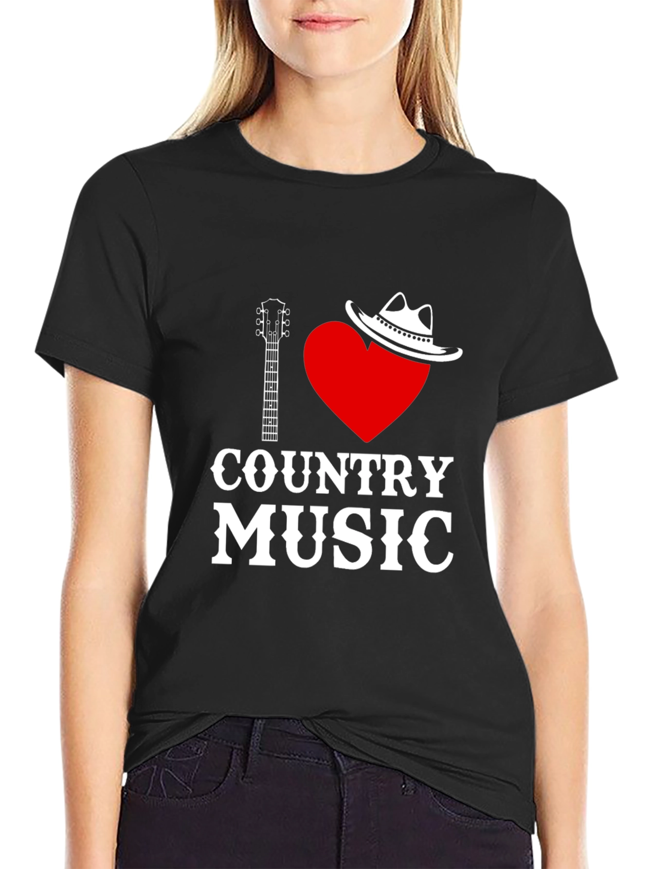 I Love Country Music Black T-Shirt