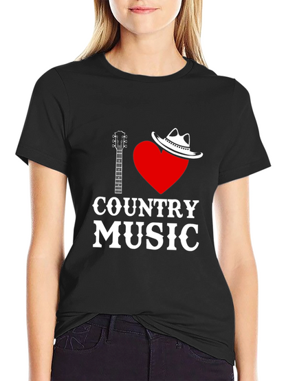 I Love Country Music Black T-Shirt