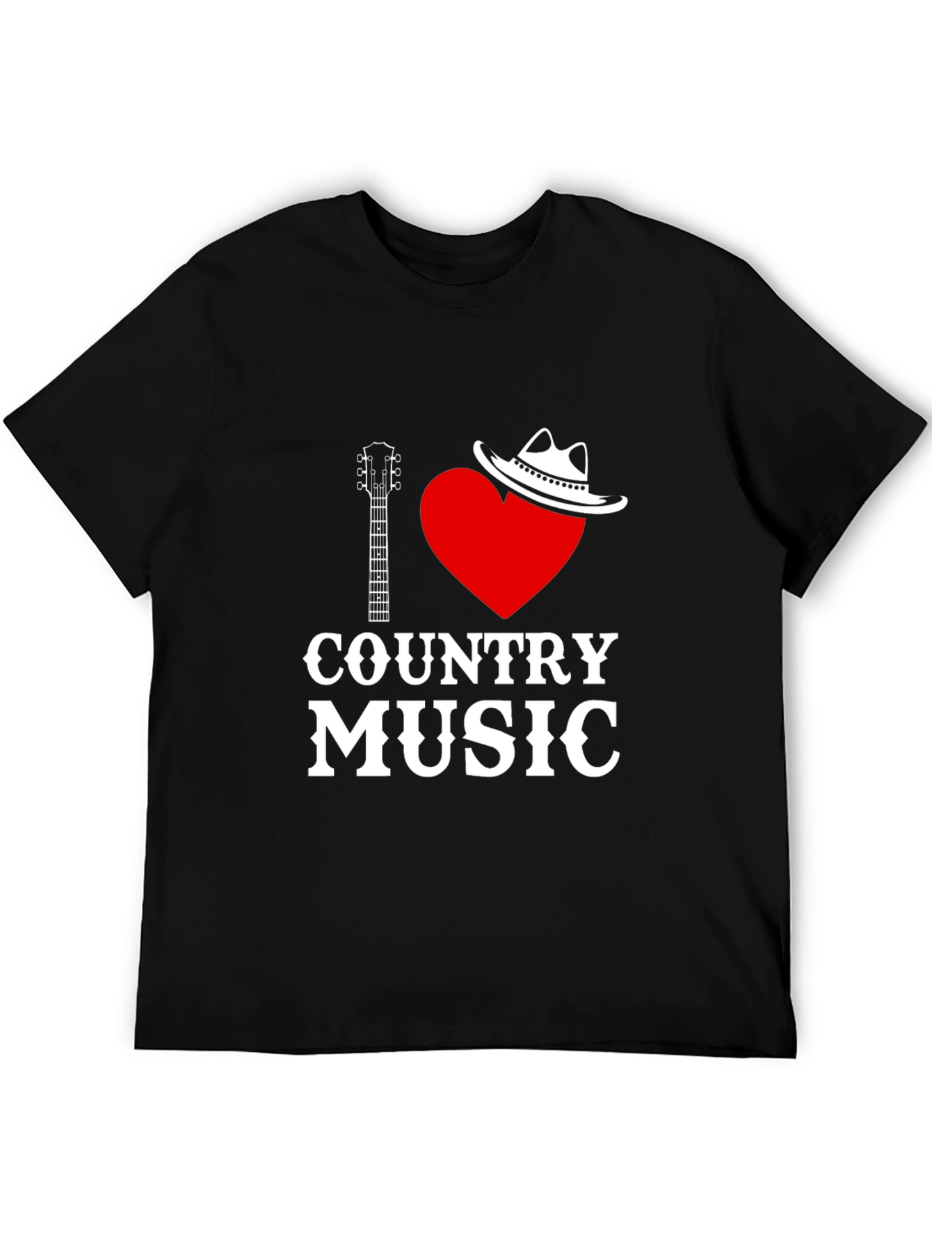 I Love Country Music Black T-Shirt