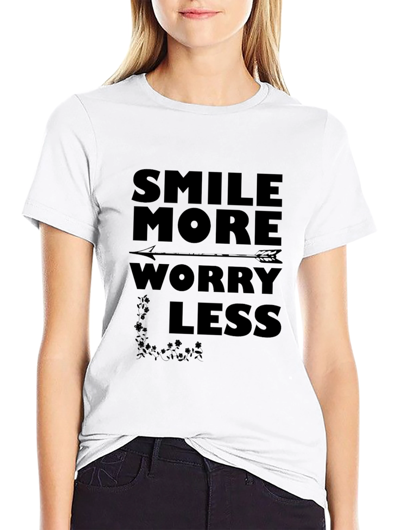 Smile More Worry Less Arrow Graphic Tee