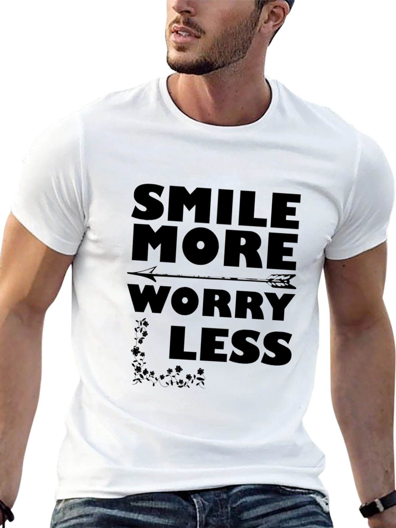 Smile More Worry Less Arrow Graphic Tee