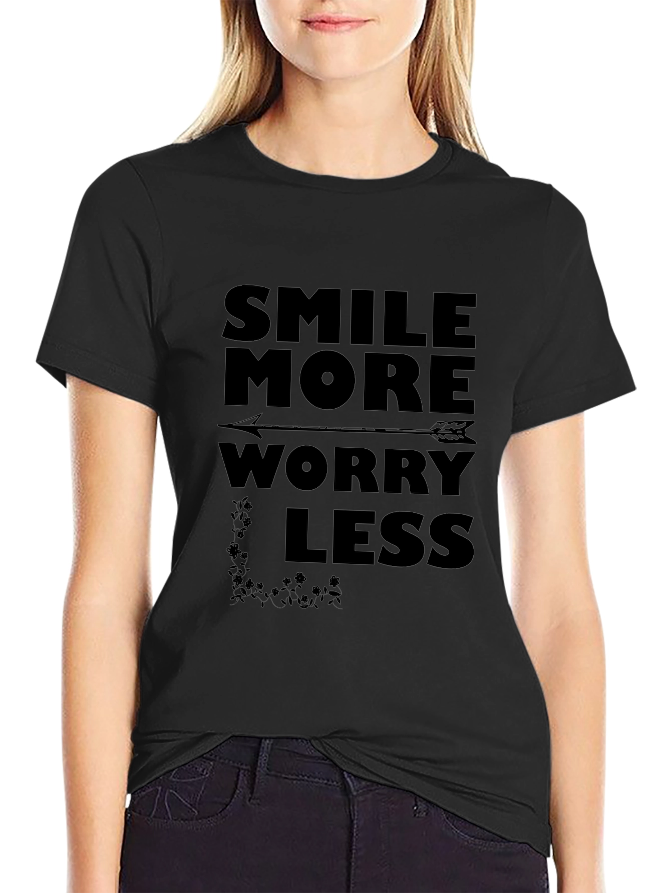 Smile More Worry Less Arrow Graphic Tee