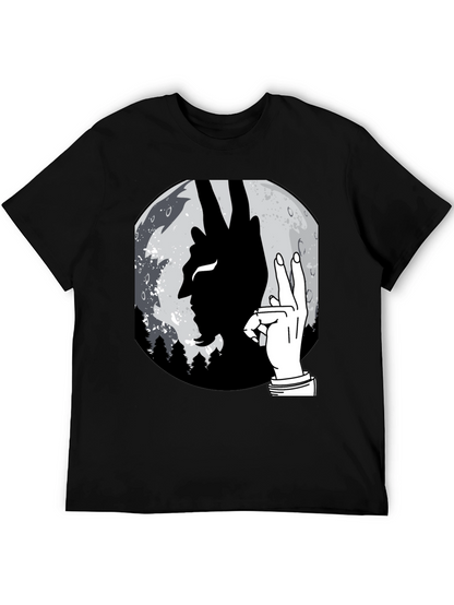 Devil Hand Sign Moon T-Shirt - Unique Graphic Tee