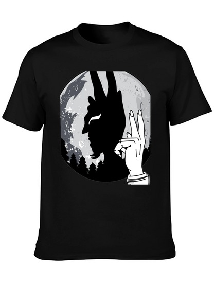 Devil Hand Sign Moon T-Shirt - Unique Graphic Tee