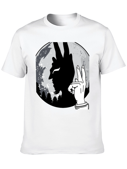 Devil Hand Sign Moon T-Shirt - Unique Graphic Tee