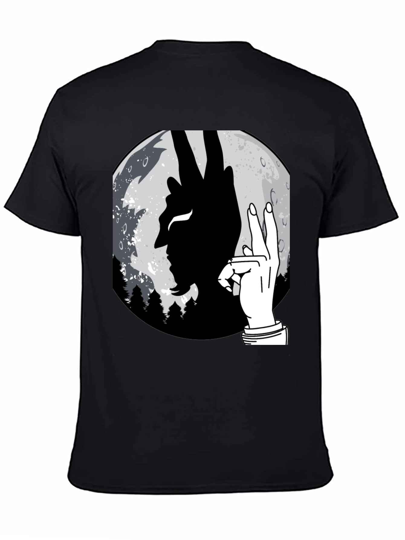 Devil Hand Sign Moon T-Shirt - Unique Graphic Tee