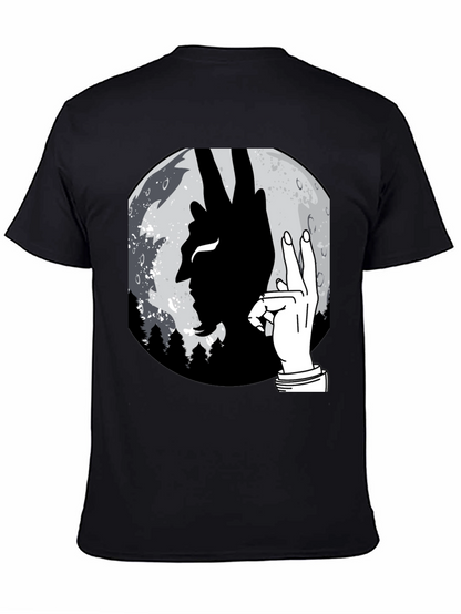 Devil Hand Sign Moon T-Shirt - Unique Graphic Tee