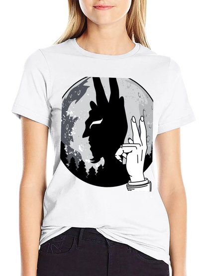 Devil Hand Sign Moon T-Shirt - Unique Graphic Tee