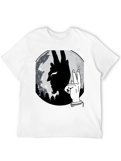 Devil Hand Sign Moon T-Shirt - Unique Graphic Tee