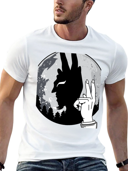 Devil Hand Sign Moon T-Shirt - Unique Graphic Tee