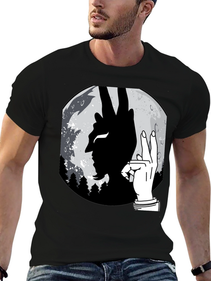 Devil Hand Sign Moon T-Shirt - Unique Graphic Tee