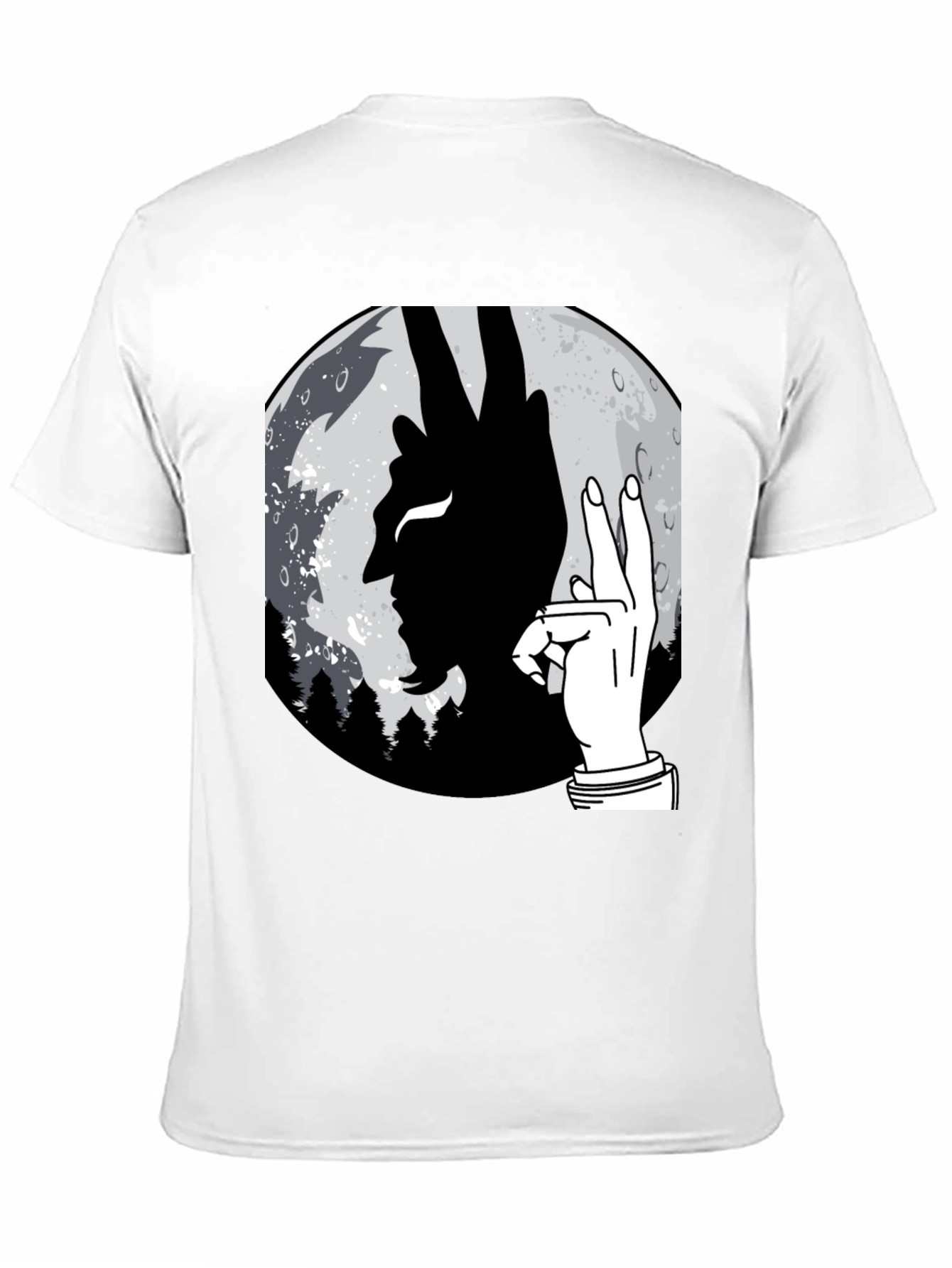 Devil Hand Sign Moon T-Shirt - Unique Graphic Tee