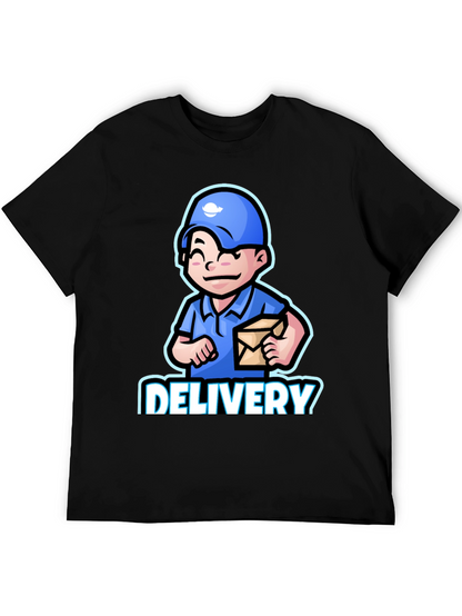 Delivery Man Cartoon Graphic T-Shirt