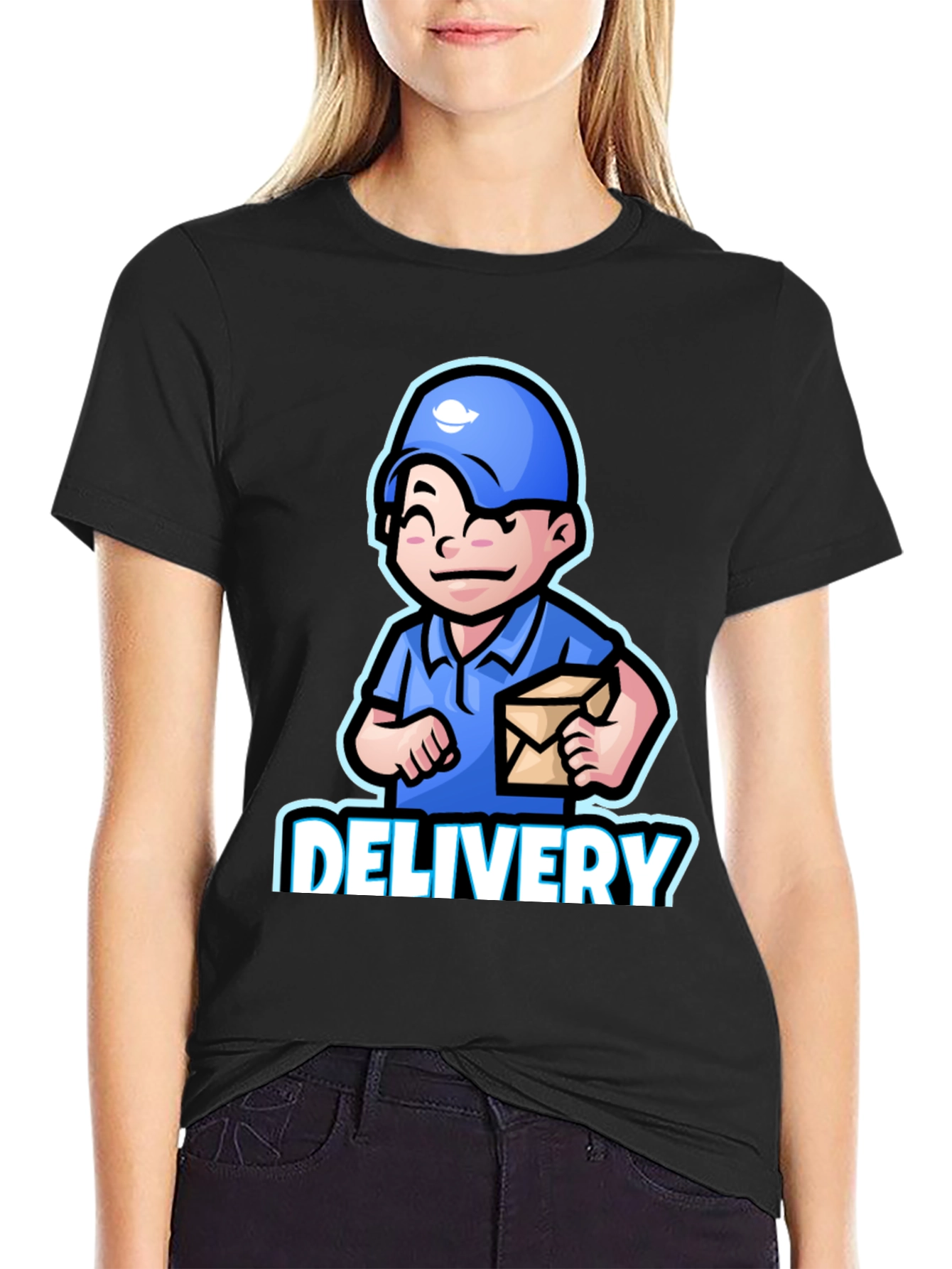 Delivery Man Cartoon Graphic T-Shirt