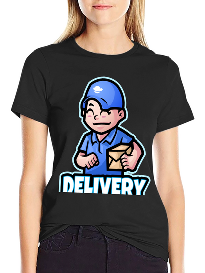 Delivery Man Cartoon Graphic T-Shirt