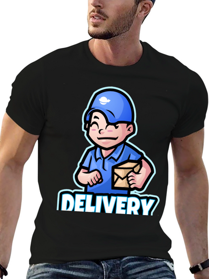 Delivery Man Cartoon Graphic T-Shirt