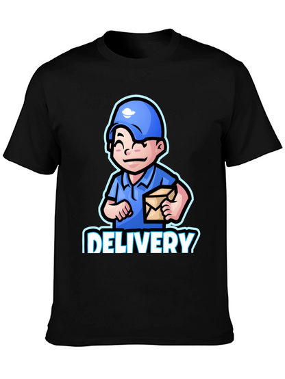 Delivery Man Cartoon Graphic T-Shirt