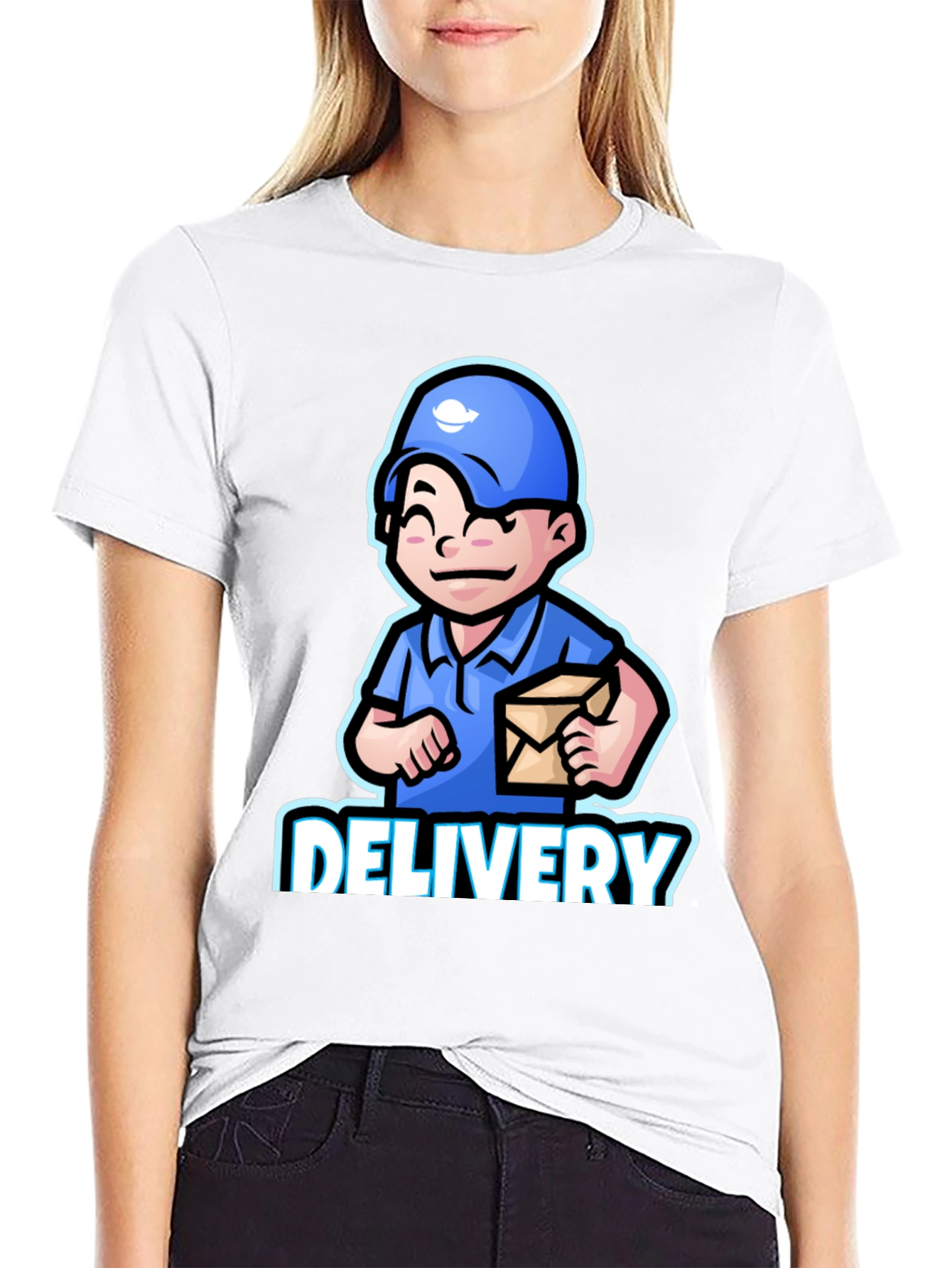 Delivery Man Cartoon Graphic T-Shirt
