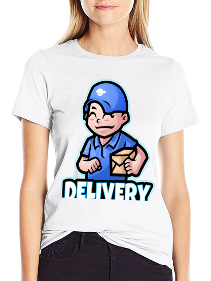 Delivery Man Cartoon Graphic T-Shirt